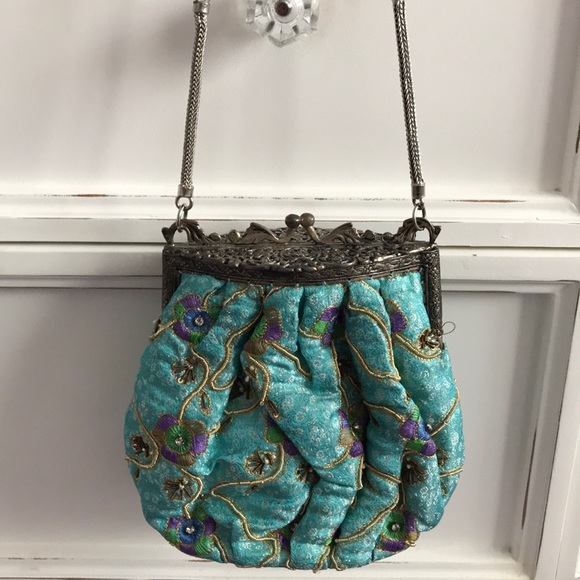 Handbags - Funky turquoise w/ purple and gold accents NWOT